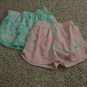 Pink and teal marble athletic shorts